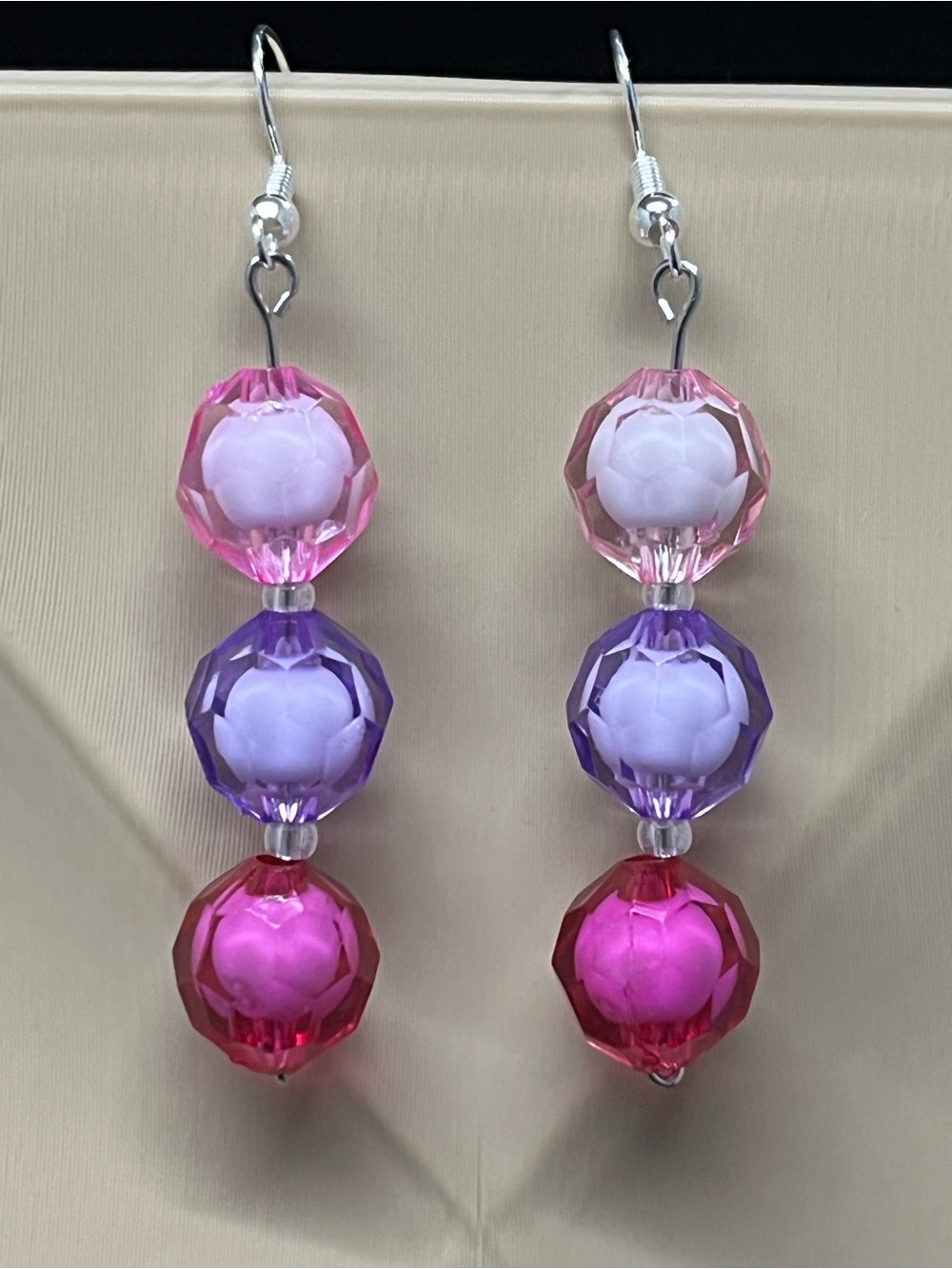 "Fairy Princess" Tri-Color Faceted Bead Drop Earrings